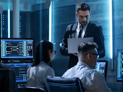 intelligence professionals in computer lab