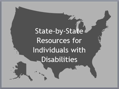 map of United States with title: State-by-State Resources for Individuals with Disabilities