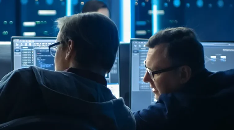 intelligence professionals at computer