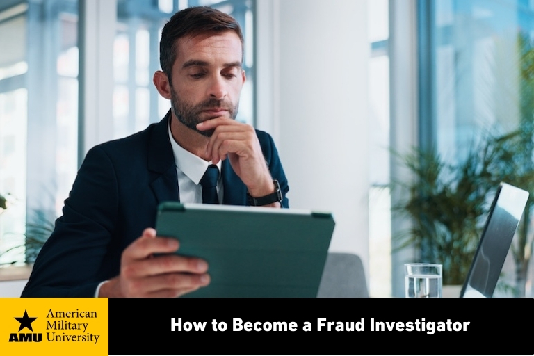 fraud investigator reviewing data on tablet