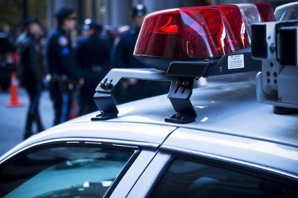 up close photo of a police car's siren