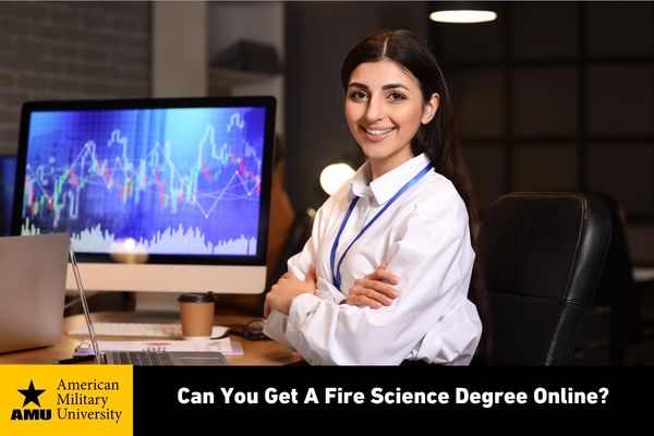 fire science degree student near computer