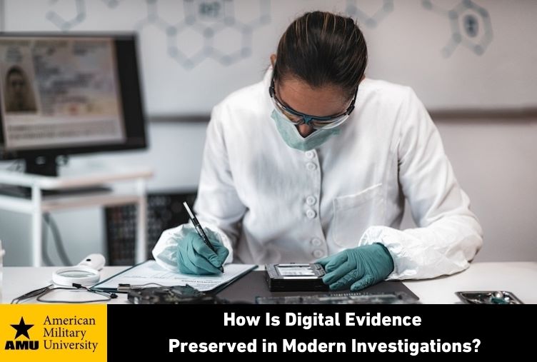 digital evidence being examined by criminal justice professional