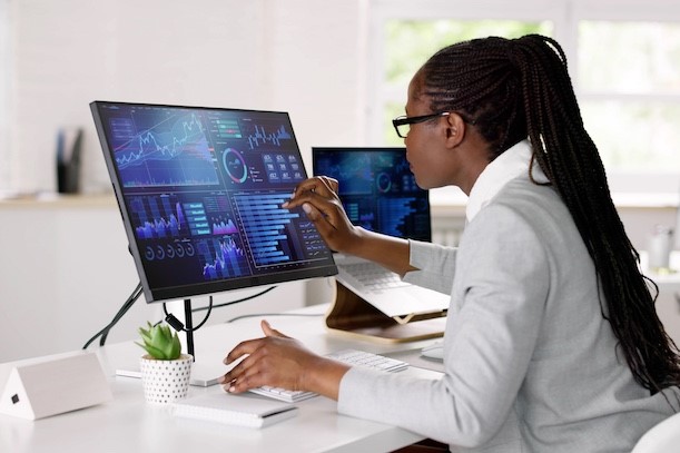 woman on computer