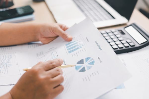 business analyst reviewing data