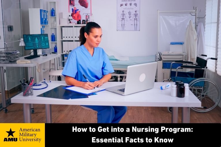 nurse studying at a computer in an exam room