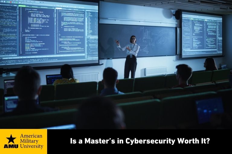 master's in cybersecurity professor presenting to class