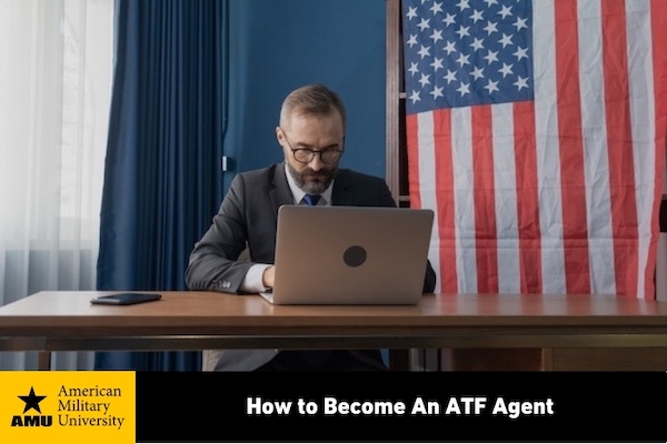 Loux AMU how to become an ATF agent branded ATF agent working on laptop