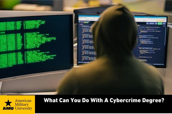 what-can-you-do-with-a-cybercrime-degree cybercriminal wearing hood looking at code on computer