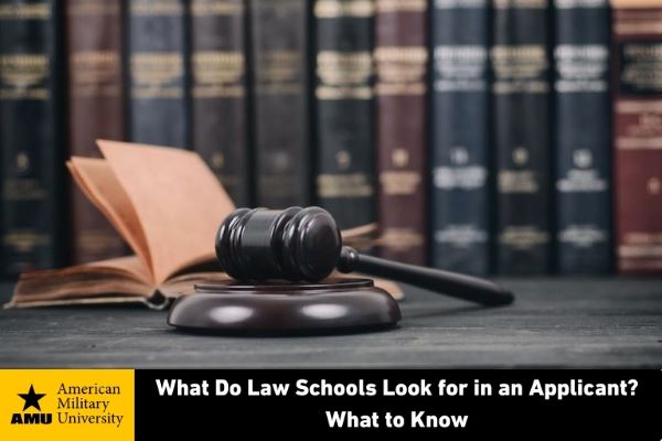 gavel and open book with text that reads what do law schools look for in an applicant