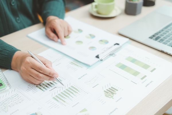 business analytics degree student reviewing data